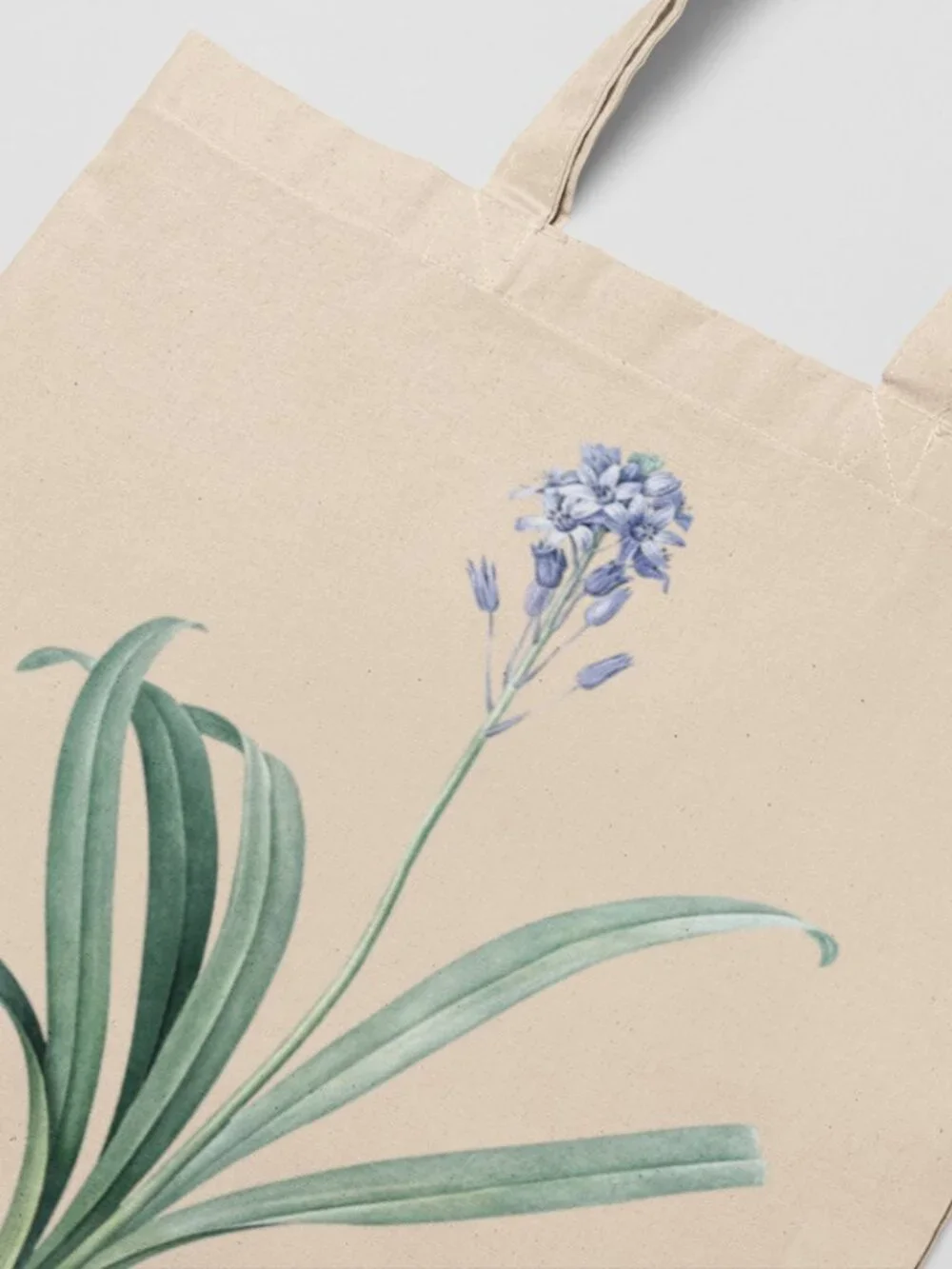 Spanish Bluebell Vintage Floral Print Graphic Canvas Tote Bag